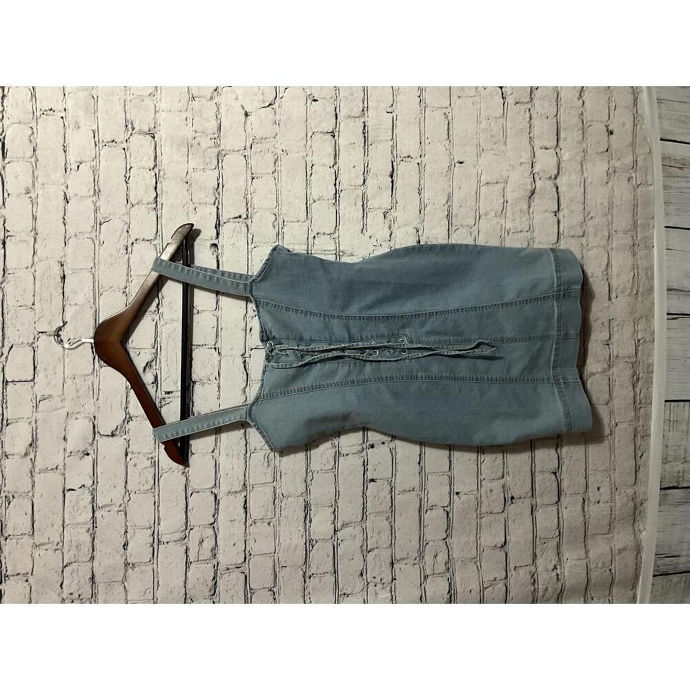 Jolie & Joy Jeans Light Wash Denim Lace-Up‎ Dress Size M